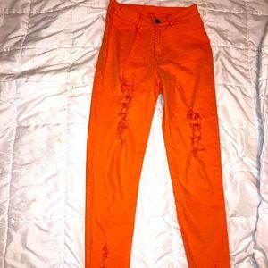 Fashion nova Neon orange jeans